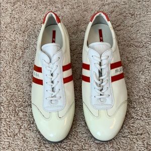 Prada, Cream and Orange Sneakers, 40!!